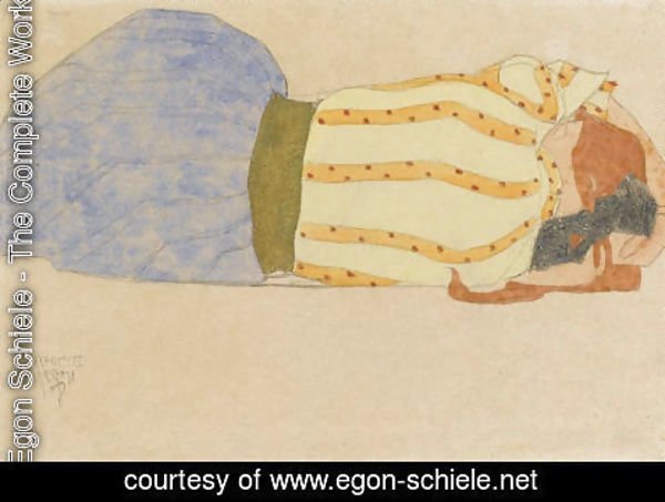 Egon Schiele - Liegendes Madchen 2