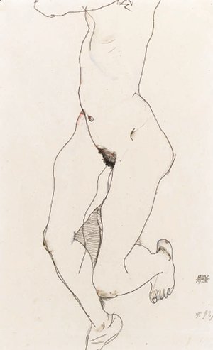 Egon Schiele - Prostrate Female Nude