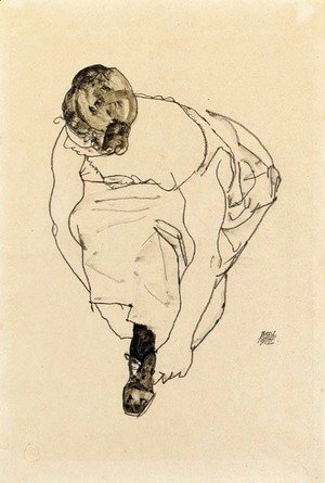Egon Schiele - Schuhanziehende Frau (Dirne)