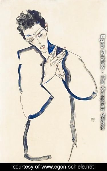 Egon Schiele - Selbstbildnis Mit Gefalteten Handen (Self-Portrait With Folded Hands)