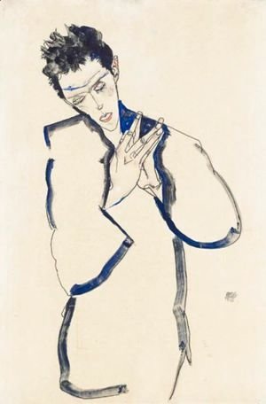 Egon Schiele - Selbstbildnis Mit Gefalteten Handen (Self-Portrait With Folded Hands)