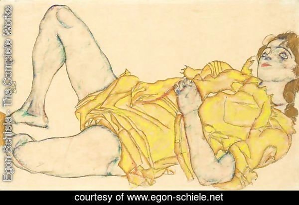Liegende Frau In Gelbem Kleid (Reclining Woman In Yellow Dress)