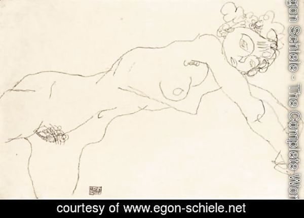 Egon Schiele - Liegende (Reclining Nude)