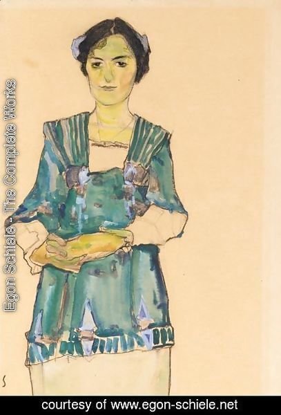Egon Schiele - Madchen Mit Gestreifter Bluse (Girl With Striped Blouse)