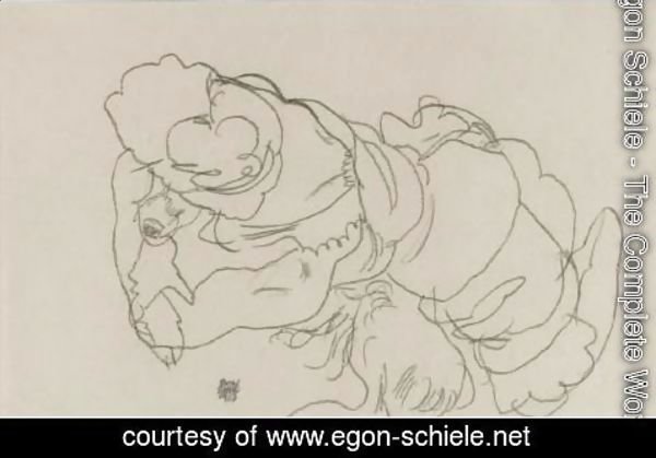 Egon Schiele - Edith Schiele Mit Ihrem Hund Lord (Edith Schiele With Her Dog Lord)