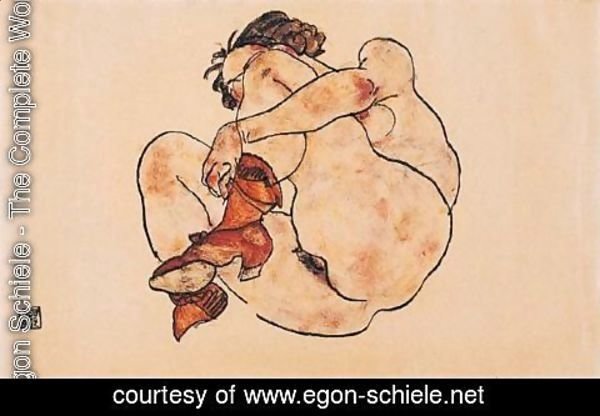 Egon Schiele - Kauernde Frau (Woman Crouching)