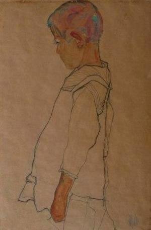 Egon Schiele - Child in profile facing left
