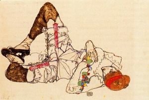 Egon Schiele - Auf dem Rucken liegende Frau - Woman Lying on Her Bac