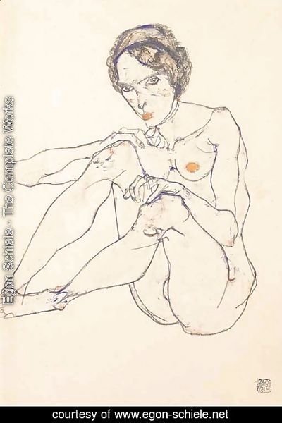 Egon Schiele - Sitzender weiblicher Akt
