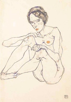 Egon Schiele - Sitzender weiblicher Akt