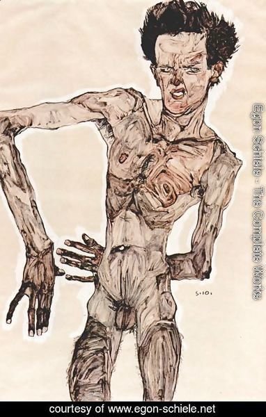 Egon Schiele - Male Nude, Self Portrait