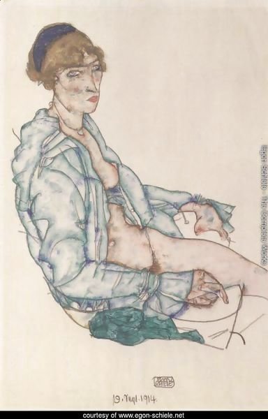 Seated Woman with blue hair band