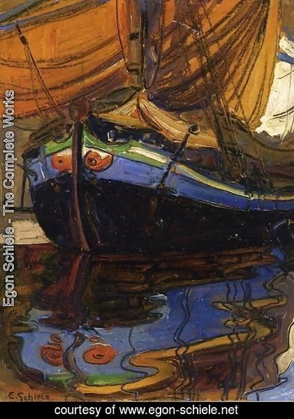 Egon Schiele - Sailing Boat with Reflection in the Water