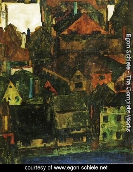 Krumau by Egon Schiele | Oil Painting | egon-schiele.net