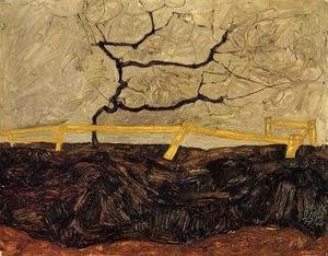 Egon Schiele - Bare Tree Behind A Fence