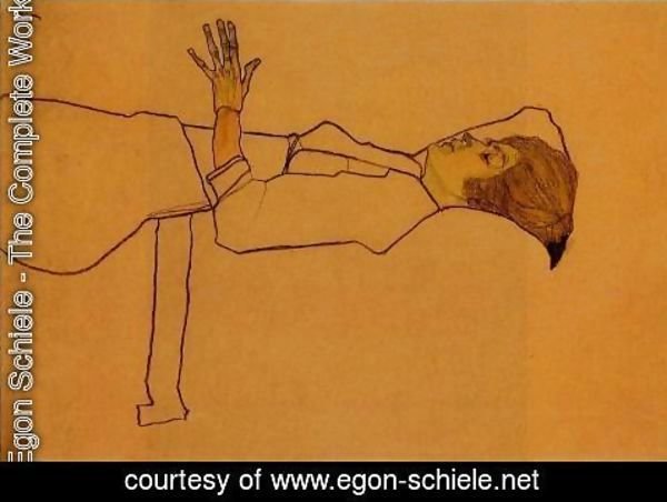 Egon Schiele - Clothed Woman  Reclining