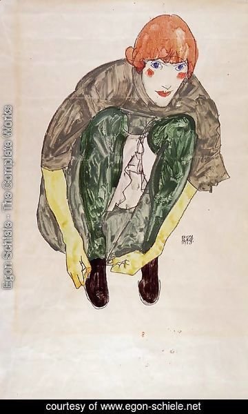 Egon Schiele - Crouching Figure Aka Valerie Neuzil
