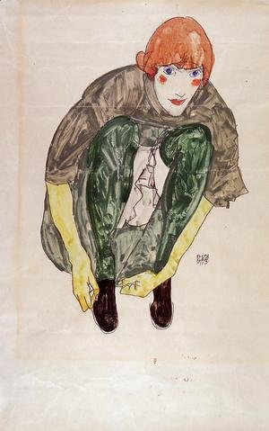 Egon Schiele - Crouching Figure Aka Valerie Neuzil