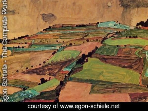 Egon Schiele - Field Landscape Aka Kreuzberg Near Krumau