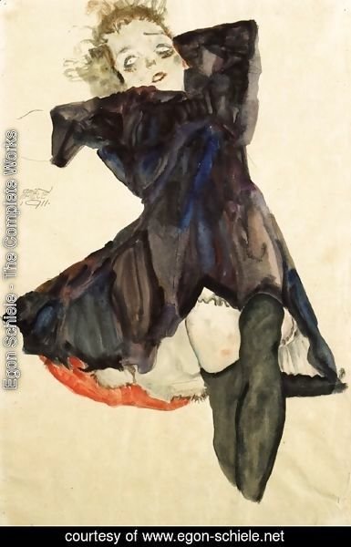 Egon Schiele - Girl In Blue Dress