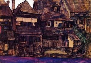 Egon Schiele - Houses On The Moldau  Krumau