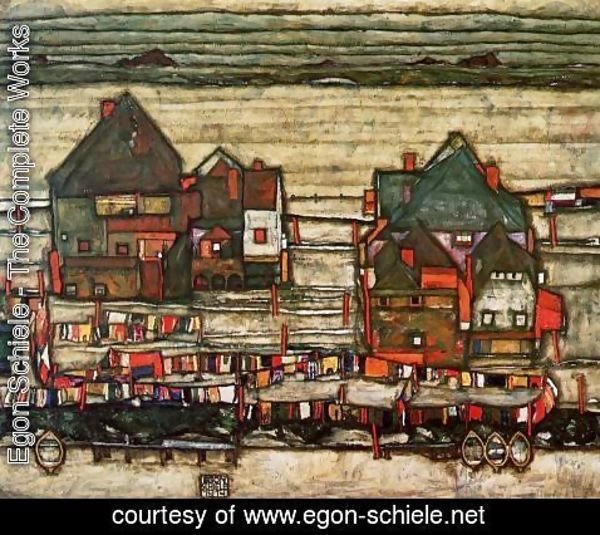 Egon Schiele - Houses With Laundry Aka Seeburg II