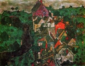 Egon Schiele - Krumau Landscape Aka Town And River