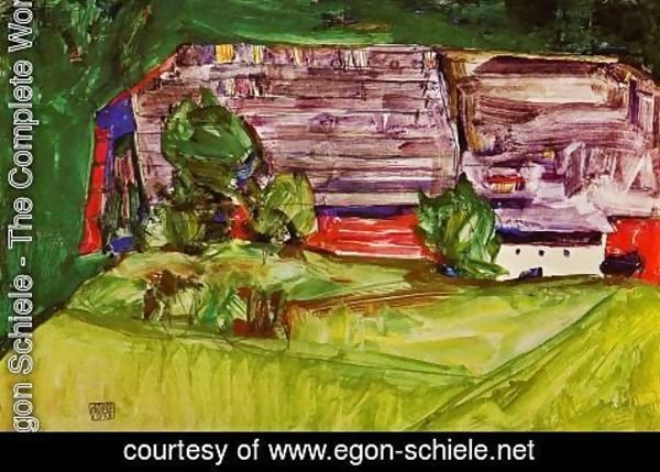 Egon Schiele - Peasant Homestead In A Landscape