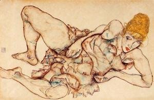 Egon Schiele - Reclining Woman With Blond Hair