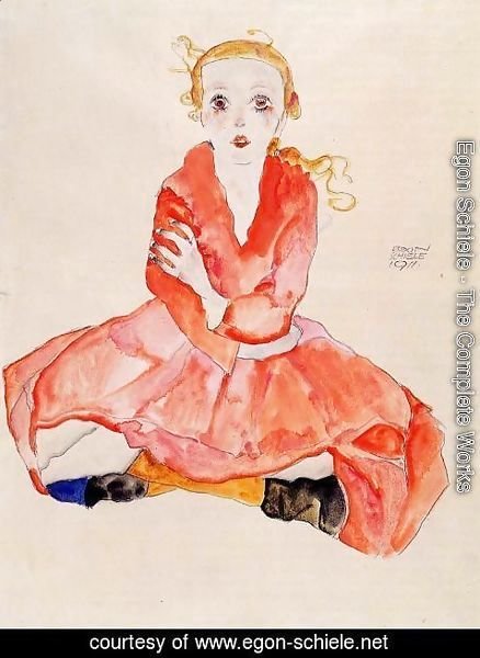 Egon Schiele - Seated Girl Facing Front