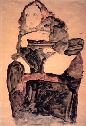 Egon Schiele - Seated Girl With Raised Left Leg