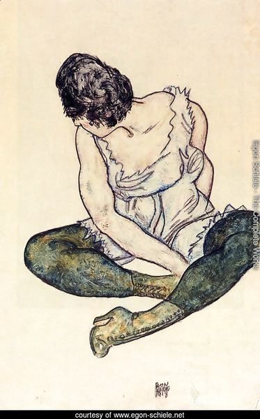 Seated Woman With Green Stockings