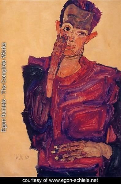 Egon Schiele - Self Portrait With Hand To Cheek