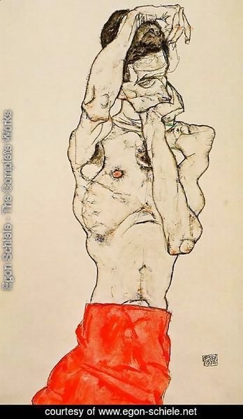Egon Schiele - Standing Male Nude With A Red Loincloth