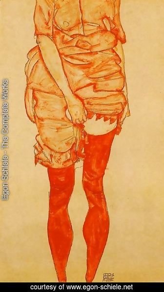 Egon Schiele - Standing Woman In Red