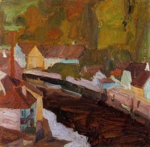 Egon Schiele - Village By The River II