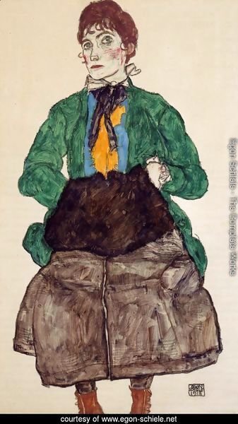 Woman In A Green Blouse And Muff