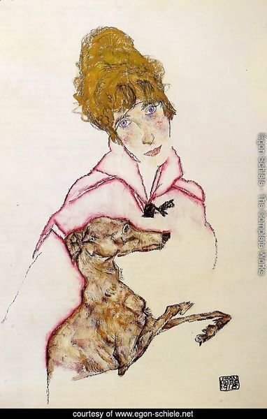 Woman With Greyhound Aka Edith Schiele