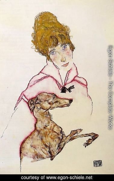 Egon Schiele - Woman With Greyhound Aka Edith Schiele