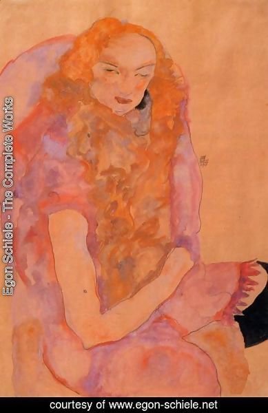 Egon Schiele - Woman With Long Hair